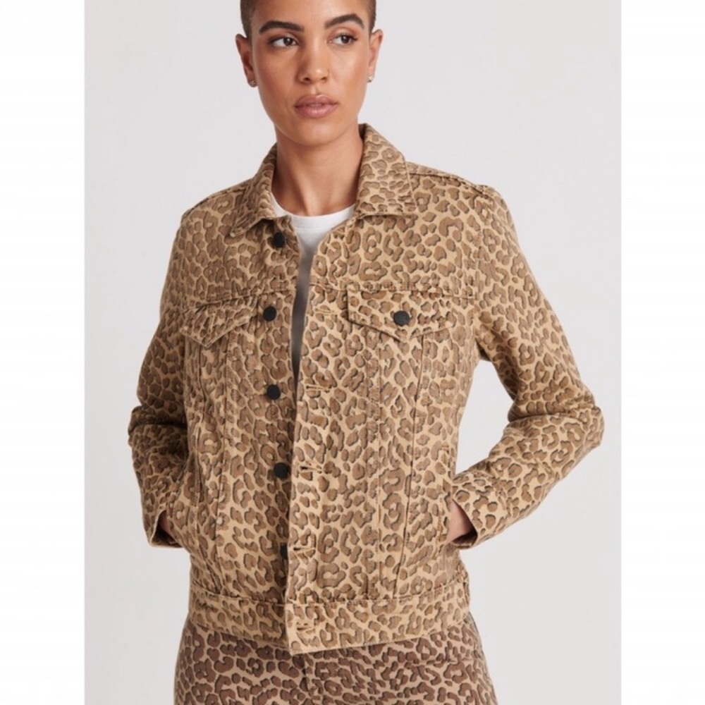 Lucky Brand Tomboy Trucker Leopard Print Jacket Size Large